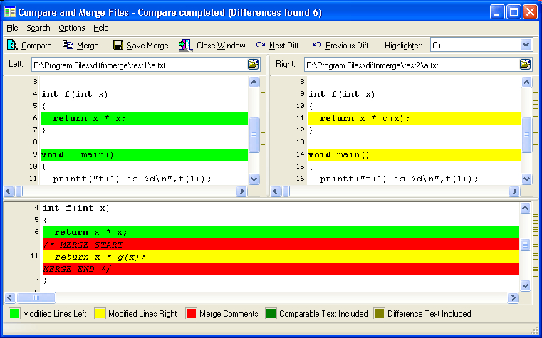 DiffnMerge Screenshot